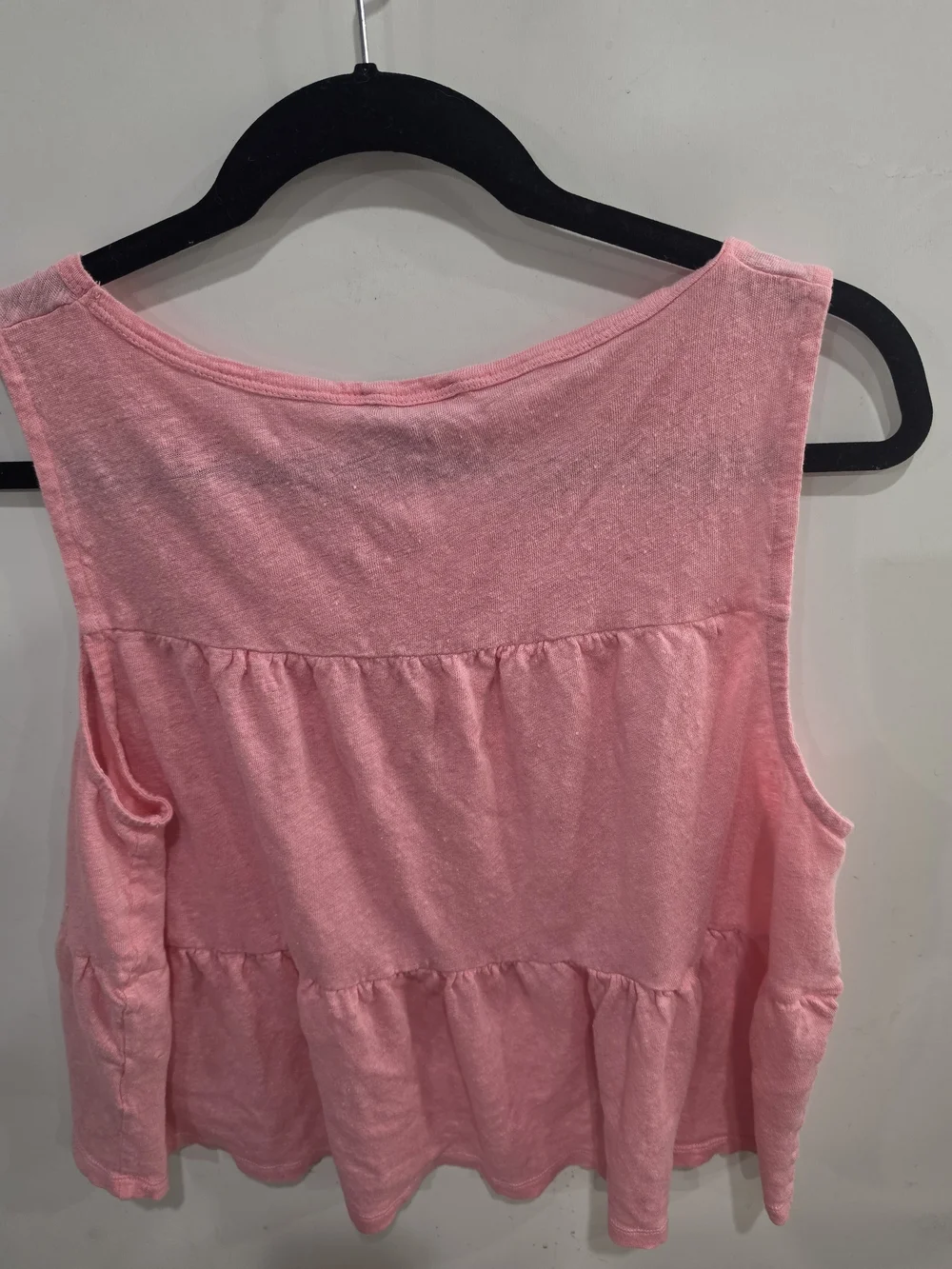 J. Crew Pink Tiered Sleeveless Tank Coastal Size L Cottage Core